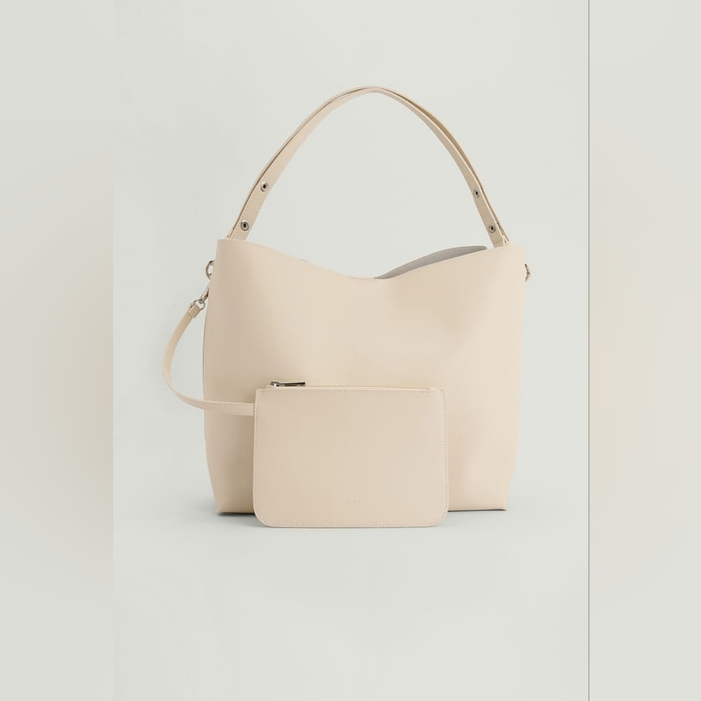 Leather beige tote bag NA-KD